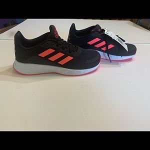 Adidas black and pink size one childrens Adidas sneakers with tag attached clean